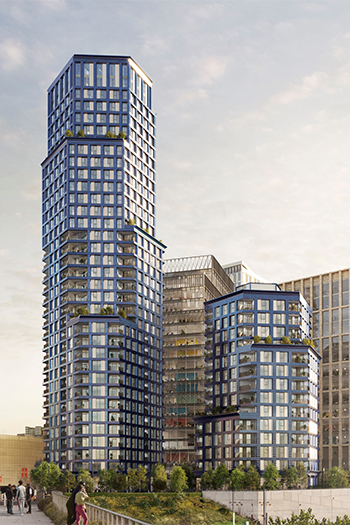 Rendering of the proposed IQL Park Place project. Image credit: Hayes Davidson for Alison Brooks Architects