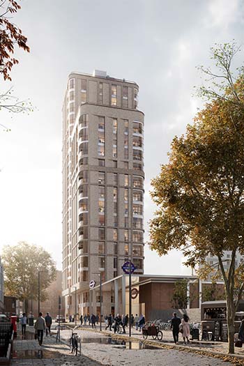 The latest rendering of the 55 West project designed by DMWR Architects Image credit: Southern Grove