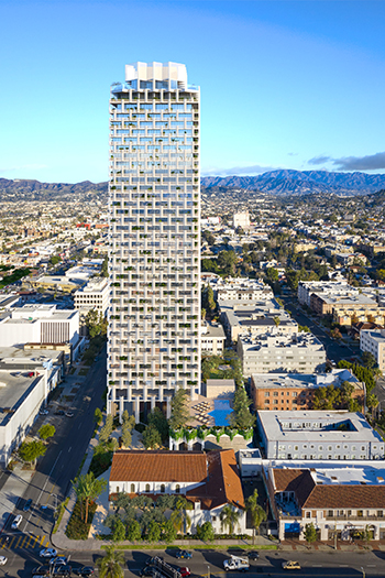 Terrace Block in Los Angeles is planning for 40 stories of largely residential space. Image credit: Gensler