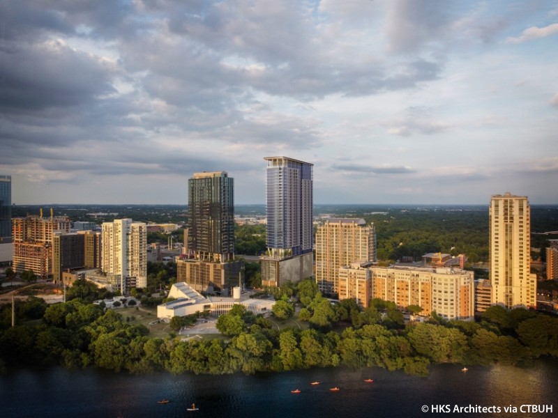 700 River rendering. Image credit: HKS Architects